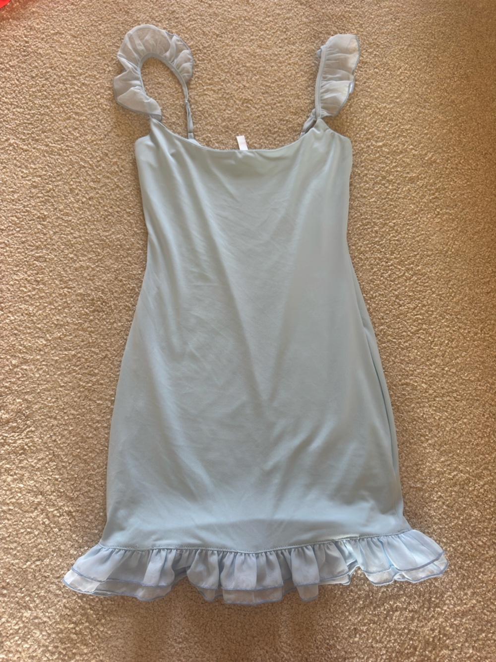 Lucy in the Sky Light Blue Ruffle-Trim mini Dress